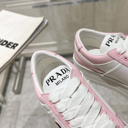 PRA DOWNTOWN BOLD SNEAKERS WHITE AND LIGHT PINK CALFSKIN