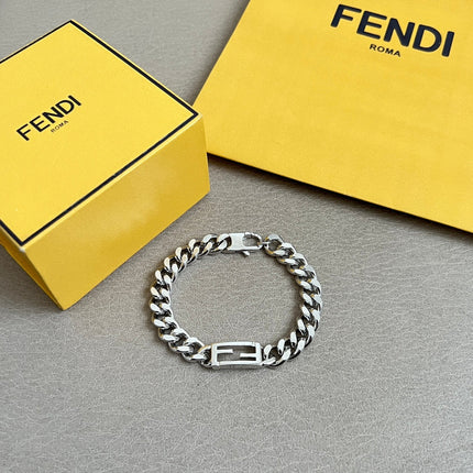 FENDI 26S FF CHAIN BRACELET IN SILVER TONE METAL 626931