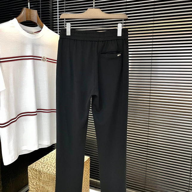 LORO PIANA DRAWSTRING JOGGER PANTS IN BLACK COTTON