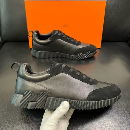 HERMES 26S TRAIL SNEAKER IN BLACK CALFSKIN LEATHER