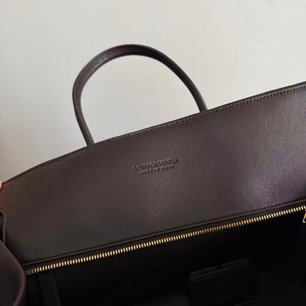 BOTTEGA VENETA TOP HANDLE TOTE IN DARK BROWN CALFSKIN
