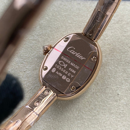 CARTIER BAIGNOIRE WATCH IN ROSE GOLD WITH DIAMOND-SET BEZEL