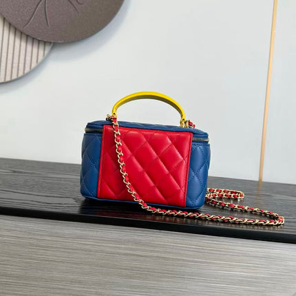 CHANEL 26S SUPERMAN LONG VANITY CASE IN BLUE AND RED CALFSKIN WITH CHAIN