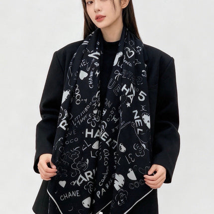 CHANEL 26S SCARF 135 IN CASHMERE AND SILK 307241