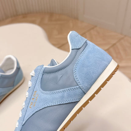 PRADA 26S CLASSIC SNEAKERS IN SKY BLUE SUEDE AND NYLON