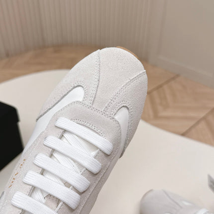PRADA 26S CLASSIC SNEAKERS IN WHITE SUEDE AND NYLON