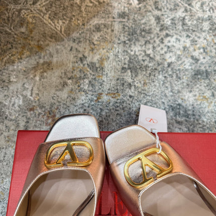VALENTINO 26S HIGH HEEL SANDALS 105 MM IN METALLIC ROSE GOLD CALFSKIN