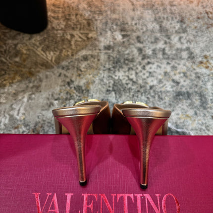 VALENTINO 26S HIGH HEEL SANDALS 105 MM IN METALLIC ROSE GOLD CALFSKIN
