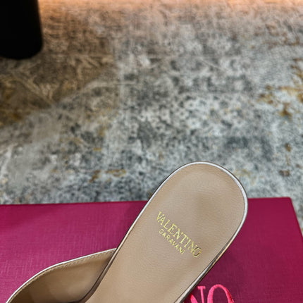 VALENTINO 26S HIGH HEEL SANDALS 105 MM IN METALLIC ROSE GOLD CALFSKIN
