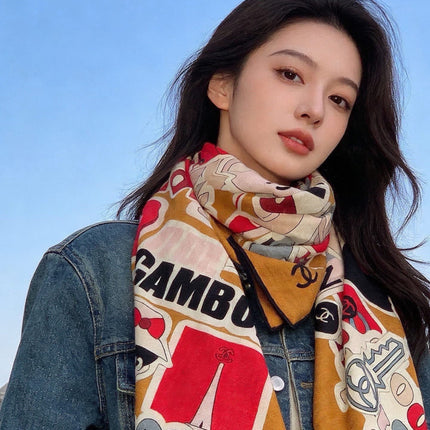 CHANEL 26S SCARF 135 IN CASHMERE AND SILK 309869