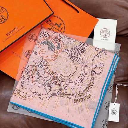 HERMES 26S SCARF 140 IN SILK AND CASHMERE 492394