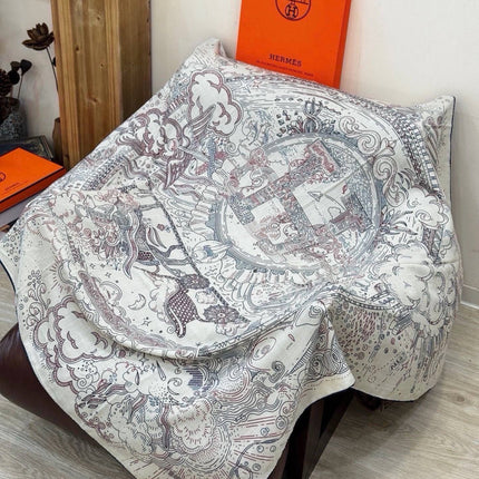 HERMES 26S SCARF 140 IN SILK AND CASHMERE 492395