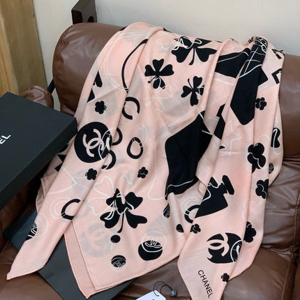 CHANEL 26S SCARF 140 IN SILK AND CASHMERE 509438