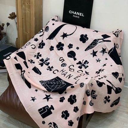 CHANEL 26S SCARF 140 IN SILK AND CASHMERE 509438