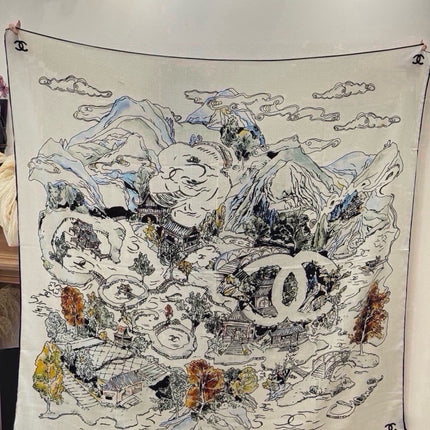 CHANEL 26S SCARF 135 IN SILK AND CASHMERE 509469
