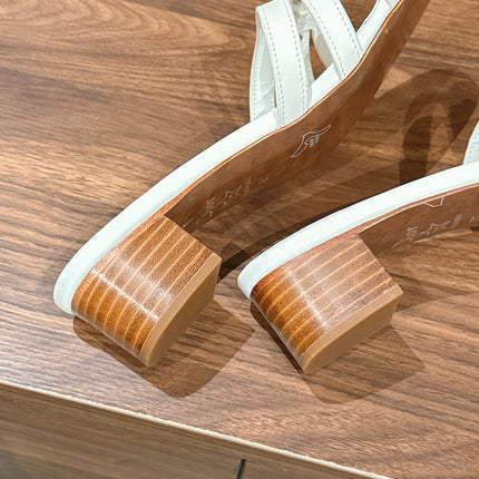 DIOR 26S MID HEEL SANDALS IN WHITE CALFSKIN MULTI STRAP GOLD HARDWARE