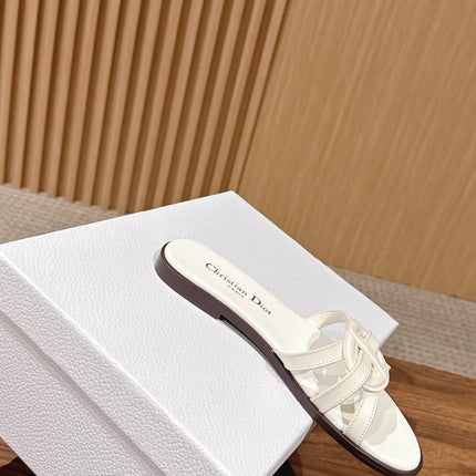 DIOR 26S SLIDE SANDALS IN WHITE CLUB WOVEN CALFSKIN