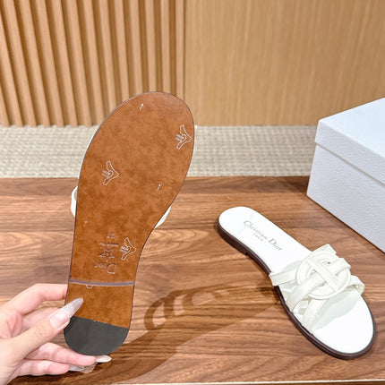 DIOR 26S SLIDE SANDALS IN WHITE CLUB WOVEN CALFSKIN