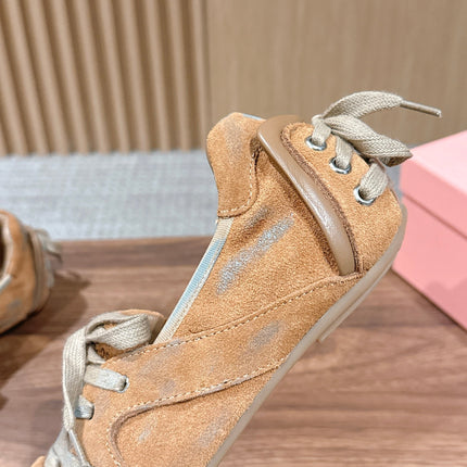 DIOR 26S LOW TOP SNEAKERS IN BEIGE SUEDE WITH LIGHT GREY LACES