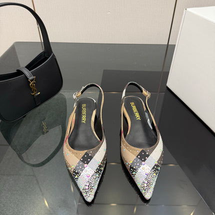 BURBERRY 26S SLINGBACK IN STRIPED COLOR COORDINATION FABRIC