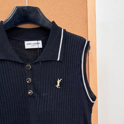 26S SLEEVELESS KNIT POLO TOP 486