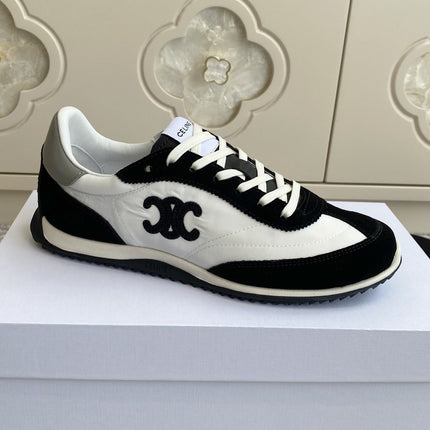 CELINE 26S RUNNER SNEAKERS IN BLACK SUEDE AND WHITE NYLON