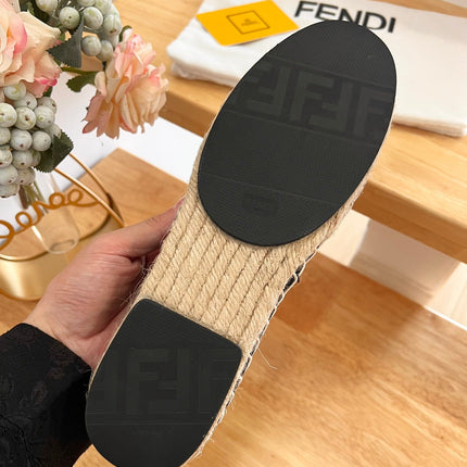 FENDI 26S ESPADRILLE LOAFERS IN DARK BROWN CANVAS STYLE 6