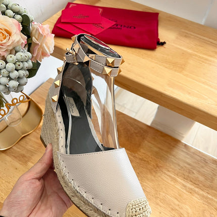 VALENTINO 26S WEDGE SHOES IN BEIGE CALFSKIN
