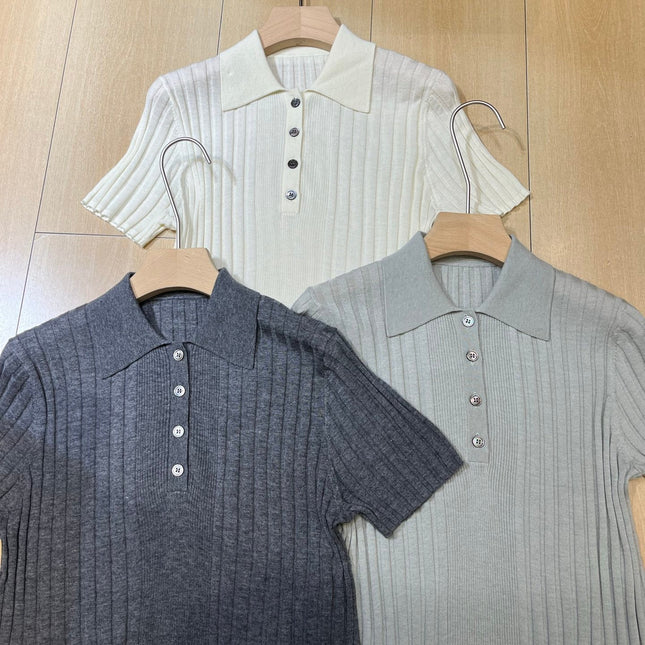 LORO PIANA 26S SHORT SLEEVE KNIT POLO SHIRT 843