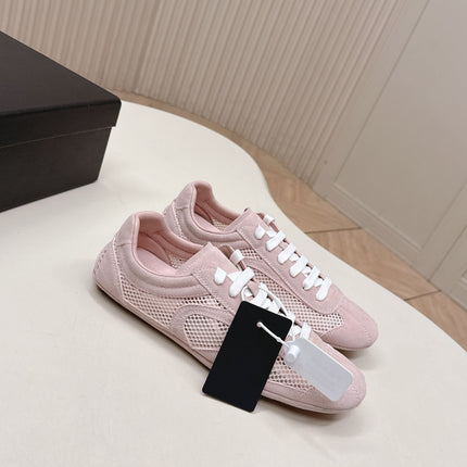 PRADA 26S CLASSIC SNEAKERS IN PINK SUEDE AND MESH
