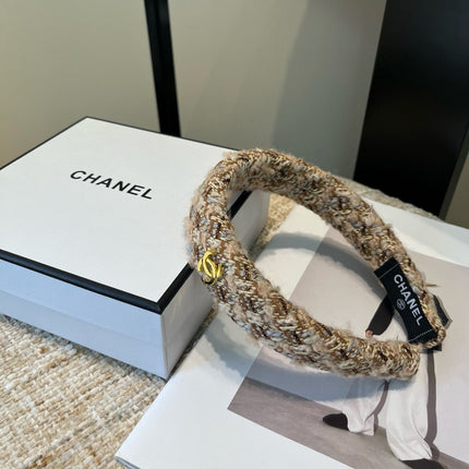 CHANEL 26S HEADBAND IN BEIGE AND BROWN TWEED 505321
