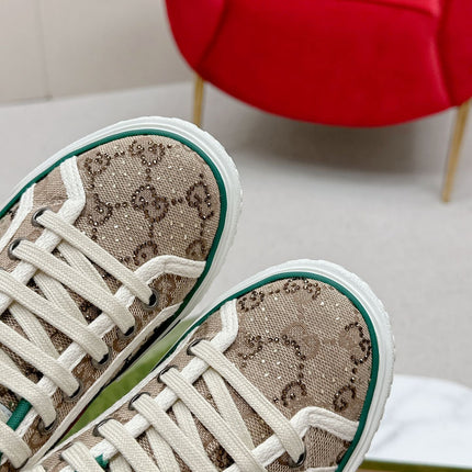GUCCI 26S LOW TOP SNEAKERS IN BEIGE EBONY CANVAS STYLE 15