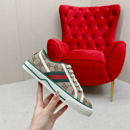 GUCCI 26S LOW TOP SNEAKERS IN BEIGE EBONY CANVAS STYLE 15
