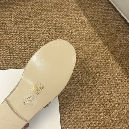 CHANEL 26S MARY JANE FLATS IN BEIGE SUEDE CC LOGO