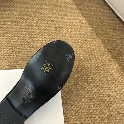 CHANEL 26S MARY JANE FLATS IN BLACK SUEDE CC LOGO