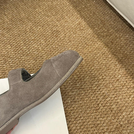 CHANEL 26S MARY JANE FLATS IN TAUPE BROWN SUEDE SHEARLING LINING CC LOGO