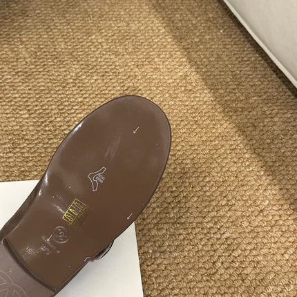CHANEL 26S MARY JANE FLATS IN BROWN SUEDE SHEARLING LINING