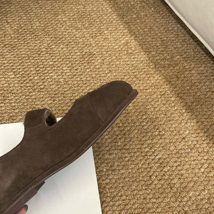 CHANEL 26S MARY JANE FLATS IN BROWN SUEDE SHEARLING LINING