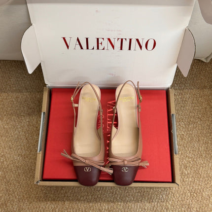 VALENTINO 26S HIGH HEEL SLINGBACKS IN BROWN CALFSKIN
