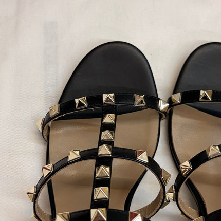 VALENTINO 26S ROCKSTUD HIGH HEEL SANDALS IN BLACK CALFSKIN