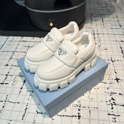 PRA BRUSHED MONOLITH LOAFERS WHITE LAMBSKIN