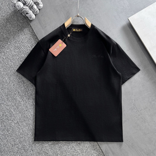 LORO PIANA CREWNECK T-SHIRT IN BLACK COTTON