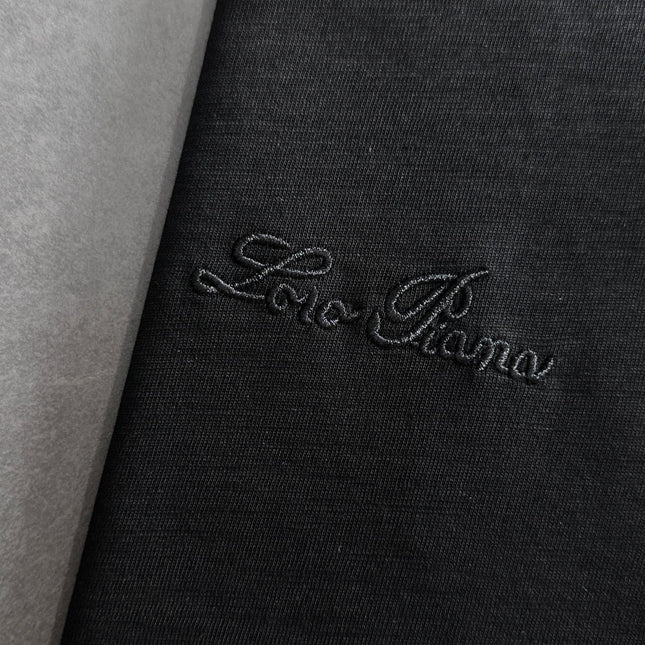 LORO PIANA CREWNECK T-SHIRT IN BLACK COTTON