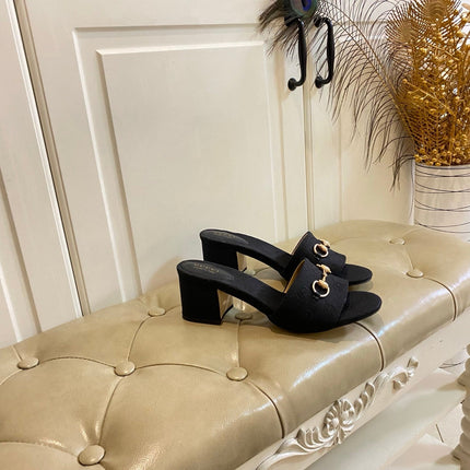 GUCCI 26S HIGH-HEELED SANDALS 65 MM IN BLACK CANVAS