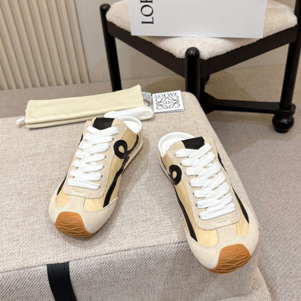 LOEWE 26S MULE SNEAKERS IN BEIGE BLACK SUEDE AND NYLON
