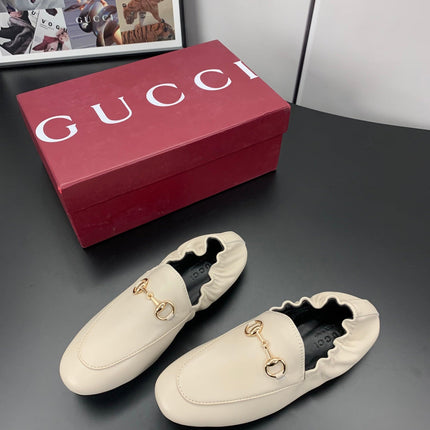 GUCCI 26S LOAFERS IN CREAM WHITE CALFSKIN