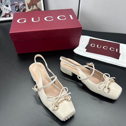 GUCCI 26S SLINGBACK 25 MM IN CREAM WHITE CALFSKIN