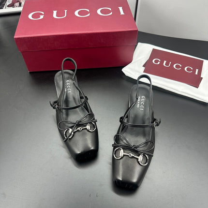 GUCCI 26S SLINGBACK 25 MM IN BLACK CALFSKIN