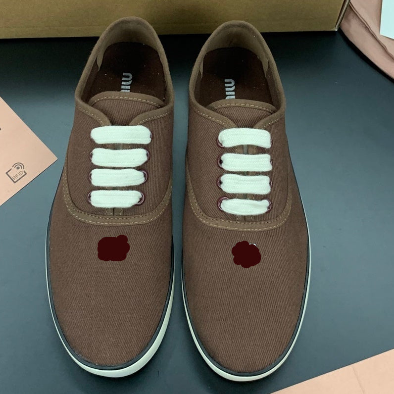 26S LACE UP SNEAKERS IN DARK BROWN CANVAS RUBBER SOLE