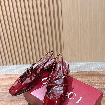 GUCCI 26S BLOCK-HEEL SLINGBACK PUMPS 45 MM IN RED CALFSKIN